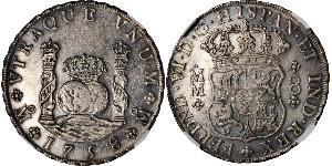 8 Real Vicereame della Nuova Spagna (1519 - 1821) Argento Ferdinando VI di Spagna (1713-1759)