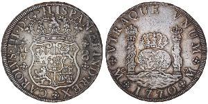 8 Real Vicereame della Nuova Spagna (1519 - 1821) Argento Carlo III di Spagna (1716 -1788)