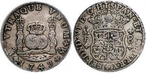 8 Real Vicereame della Nuova Spagna (1519 - 1821) Argento Ferdinando VI di Spagna (1713-1759)