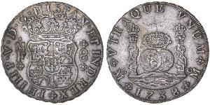 8 Real Vicereame della Nuova Spagna (1519 - 1821) Argento Filippo V di Spagna (1683-1746)