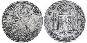 8 Real Vicereame della Nuova Spagna (1519 - 1821) Argento Carlo III di Spagna (1716 -1788)