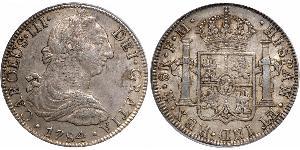 8 Real Vicereame della Nuova Spagna (1519 - 1821) Argento Carlo III di Spagna (1716 -1788)