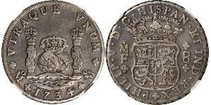 8 Real Vicereame della Nuova Spagna (1519 - 1821) Argento Filippo V di Spagna (1683-1746)