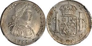 8 Real Vicereame della Nuova Spagna (1519 - 1821) Argento Ferdinando VII di Spagna (1784-1833)