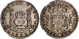 8 Real Vicereame della Nuova Spagna (1519 - 1821) Argento Ferdinando VI di Spagna (1713-1759)