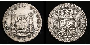 8 Real Vicereame della Nuova Spagna (1519 - 1821) Argento Ferdinando VI di Spagna (1713-1759)