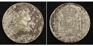 8 Real Vicereame della Nuova Spagna (1519 - 1821) Argento Carlo IV di Spagna (1748-1819)