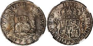 8 Real Vicereame della Nuova Spagna (1519 - 1821) Argento Filippo V di Spagna (1683-1746)