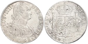 8 Real Vicereame della Nuova Spagna (1519 - 1821) Argento Carlo IV di Spagna (1748-1819)