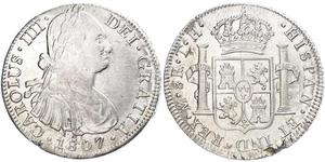 8 Real Vicereame della Nuova Spagna (1519 - 1821) Argento Carlo IV di Spagna (1748-1819)