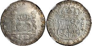 8 Real Vicereame della Nuova Spagna (1519 - 1821) Argento Carlo III di Spagna (1716 -1788)