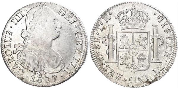 8 Real Vicereame della Nuova Spagna (1519 - 1821) Argento Carlo IV di Spagna (1748-1819)