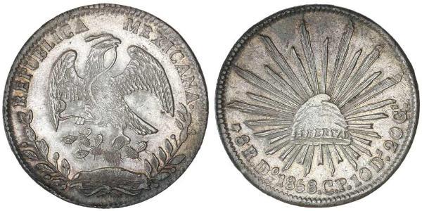 8 Real Estados Unidos Mexicanos (1846 - 1863) Plata 