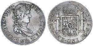 8 Real Primer Imperio Mexicano (1821 - 1823) Plata Fernando VII de España (1784-1833)