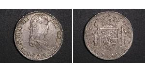 8 Real Primer Imperio Mexicano (1821 - 1823) Plata Fernando VII de España (1784-1833)