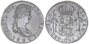 8 Real Primer Imperio Mexicano (1821 - 1823) Plata Fernando VII de España (1784-1833)