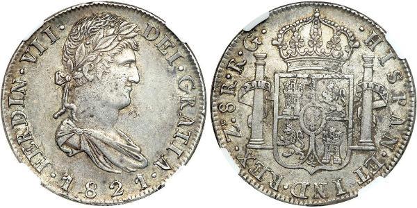 8 Real Primer Imperio Mexicano (1821 - 1823) Plata Fernando VII de España (1784-1833)