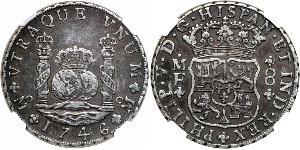 8 Real Virreinato de Nueva España (1519 - 1821) Plata Felipe V de España (1683-1746)