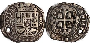 8 Real Virreinato de Nueva España (1519 - 1821) Plata Felipe V de España (1683-1746)