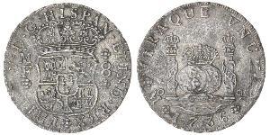 8 Real Virreinato de Nueva España (1519 - 1821) Plata Felipe V de España (1683-1746)