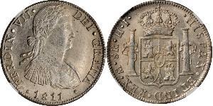 8 Real Virreinato de Nueva España (1519 - 1821) Plata Fernando VII de España (1784-1833)