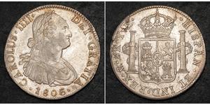 8 Real Virreinato de Nueva España (1519 - 1821) Plata Carlos IV de España (1748-1819)