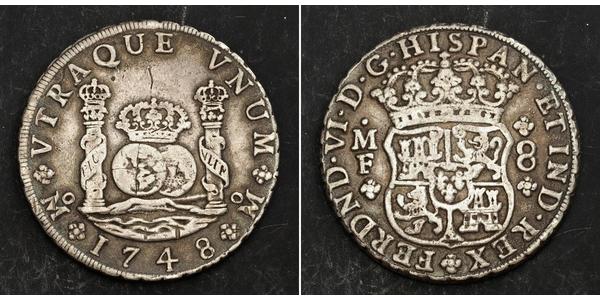 8 Real Virreinato de Nueva España (1519 - 1821) Plata Fernando VI de España (1713-1759)