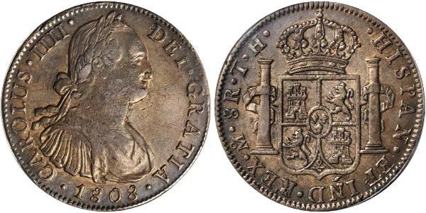 8 Real Virreinato de Nueva España (1519 - 1821) Plata Carlos IV de España (1748-1819)