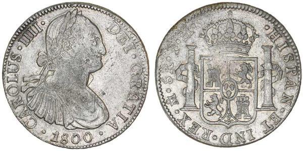 8 Real Virreinato de Nueva España (1519 - 1821) Plata Carlos IV de España (1748-1819)