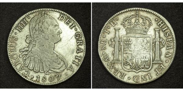 8 Real Virreinato de Nueva España (1519 - 1821) Plata Carlos IV de España (1748-1819)