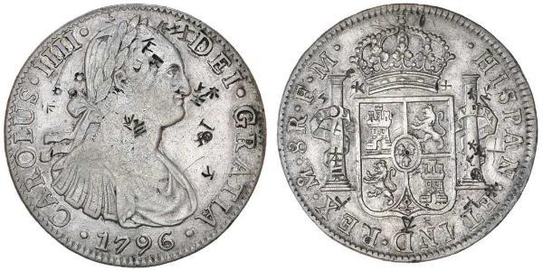 8 Real Virreinato de Nueva España (1519 - 1821) Plata Carlos IV de España (1748-1819)