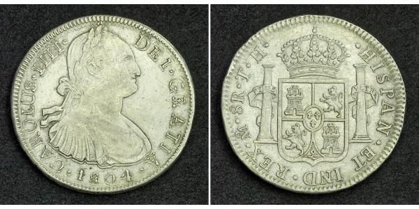 8 Real Virreinato de Nueva España (1519 - 1821) Plata Carlos IV de España (1748-1819)