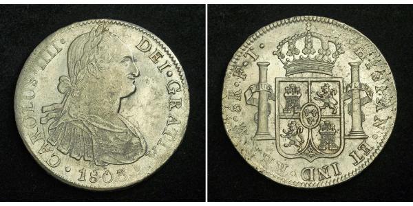 8 Real Virreinato de Nueva España (1519 - 1821) Plata Carlos IV de España (1748-1819)