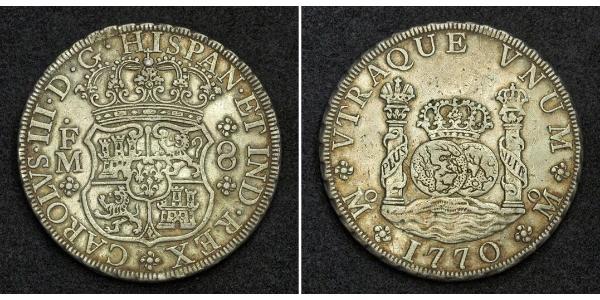 8 Real Virreinato de Nueva España (1519 - 1821) Plata Carlos III de España (1716 -1788)
