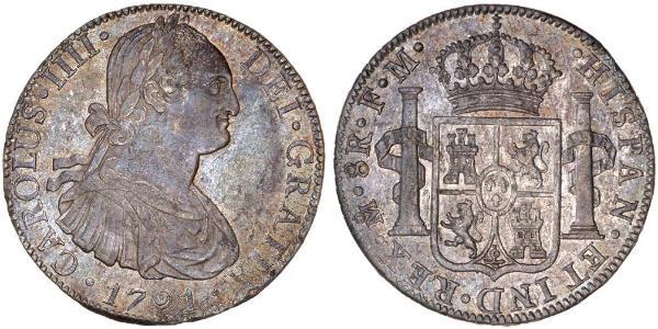 8 Real Virreinato de Nueva España (1519 - 1821) Plata Carlos IV de España (1748-1819)