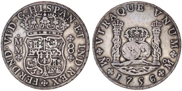 8 Real Virreinato de Nueva España (1519 - 1821) Plata Fernando VI de España (1713-1759)