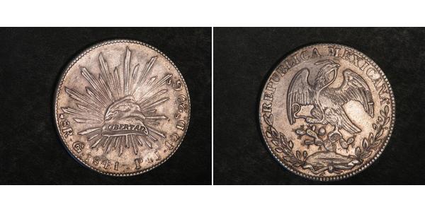 8 Real Second Federal Republic of Mexico (1846 - 1863) Silber 