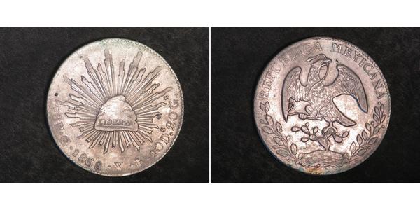 8 Real Second Federal Republic of Mexico (1846 - 1863) Silber 