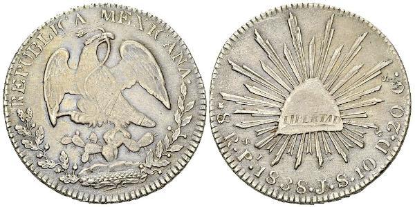 8 Real Second Federal Republic of Mexico (1846 - 1863) Silber 