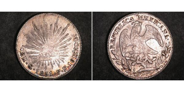 8 Real Second Federal Republic of Mexico (1846 - 1863) Silber 