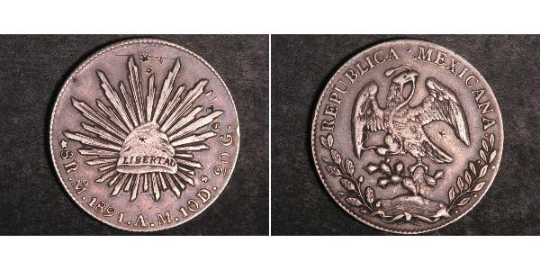 8 Real Second Federal Republic of Mexico (1846 - 1863) Silber 
