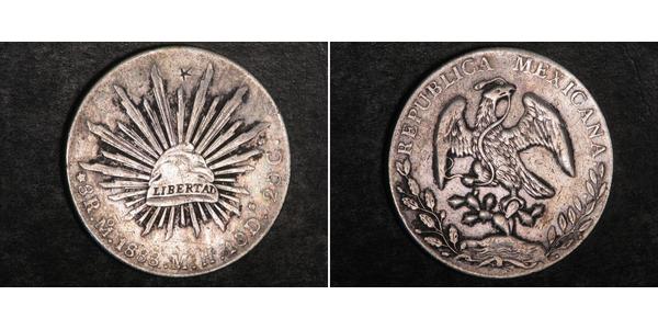 8 Real Second Federal Republic of Mexico (1846 - 1863) Silber 