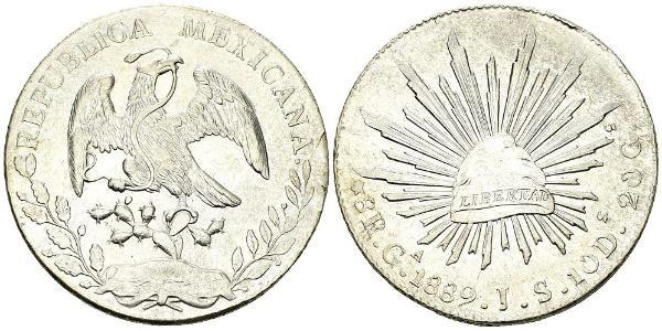 8 Real Second Federal Republic of Mexico (1846 - 1863) Silber 