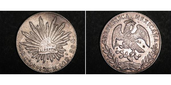 8 Real Second Federal Republic of Mexico (1846 - 1863) Silber 