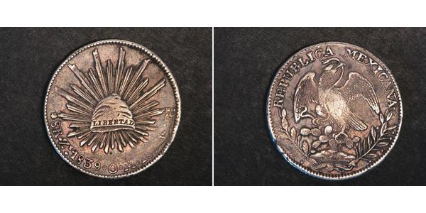 8 Real Second Federal Republic of Mexico (1846 - 1863) Silber 