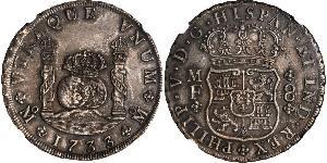 8 Real Vizekönigreich Neuspanien (1519 - 1821) Silber Philip V von Spanien (1683-1746)