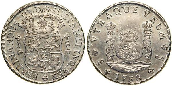 8 Real Chile Silver Ferdinand VI of Spain (1713-1759)