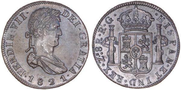 8 Real First Mexican Empire (1821 - 1823) Silver Ferdinand VII of Spain (1784-1833)