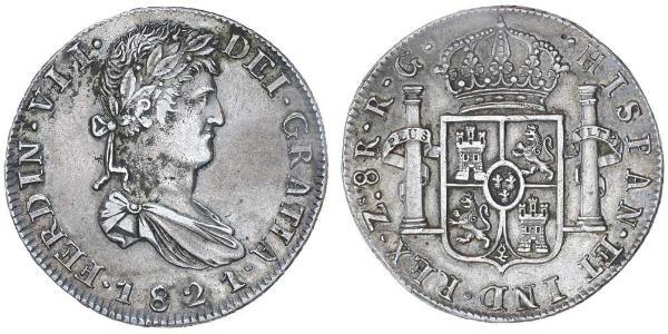 8 Real First Mexican Empire (1821 - 1823) Silver Ferdinand VII of Spain (1784-1833)