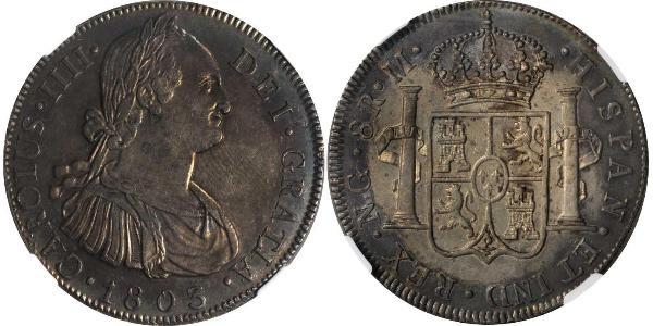 8 Real Guatemala Silver Charles IV of Spain (1748-1819)